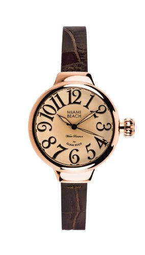 Glam Rock Art Deco Collection Women's Quartz Watch with Multicolour Dial Analogue Display and Brown Leather Strap 0.96.3162