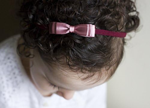 Golden Beam, Baby Bow Headband, Little Ivory Baby Headband, Flower Girl Headband, Little ELLA Satin Bow Handmade Headband, Baby to Adult Headband (Dusky Rose)