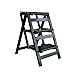Produktbild T-Z Einfacher Faltender Schritt-Schemel, Hölzerner Rutschfester Multifunktionsküchen-Schlafzimmer-Wohnzimmer Der Leiter-3 Einfach zu Speichern 42 × 56 × 66Cm, Schwarz