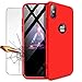 Produktbild iPhone XS Max Hülle + Panzerglas, LaiXin 360 Grad Handyhülle Ultra Dünn PC Plastik Anti-Kratzen Schutzhülle Schutz Case mit Displayschutzfolie für iPhone XS Max 2018 - Rot