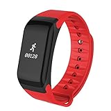 Slri OLED Bluetooth Fitness Blutdruck Sauerstoff Pulsmesser Smart Watch Band - rot