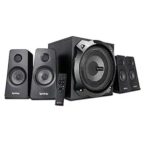 Infinity Hardrock 410 by Harman (JBL, HK, Infinity), 200W Output, 4.1 Channel Multimedia Speaker with Remote, LED Illuminated Subwoofer for Deep Bass, Eco Mode, Bluetooth, USB & AUX connectivity