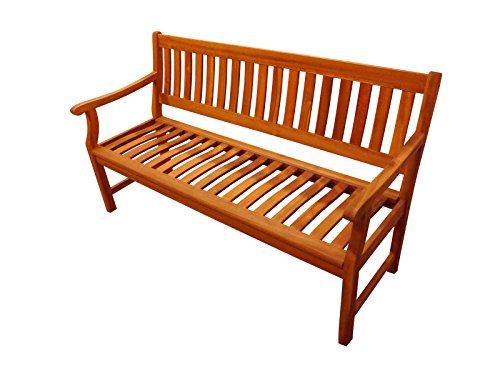 Gartenbank New Jersey 157 cm, aus Massivholz Akazie, 3-Sitzer, Akazie-Holz-Bank für Garten Balkon Terrasse, Holz-Bank aus Akazieholz, Hartholz Garten-Möbel