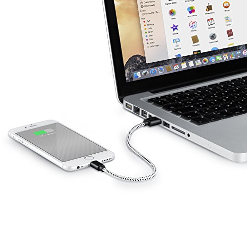 CSL – 1,0m Premium Apple MFI Lightning USB Kabel (Apple MFI zertifiziert & lizensiert) | Datenkabel / Ladekabel | für Apple iPhone & iPad | schwarz/weiß - 6