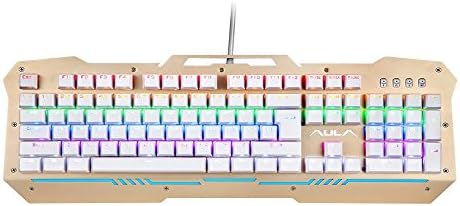 Aula LED Backlit Mechanical Gaming Keyboard Reaper F2009, WishLotus® Professional Version Mechanical Keyboard (Champagne gold)