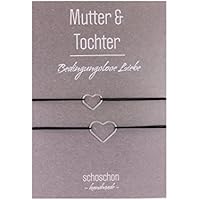 SCHOSCHON Mutter Tochter Armband Herz 925 Silber Schwarz- Silber | Partnerlook Liebe Schmuck-Set