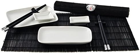 Yoaxia 10 Piece Sushi Dinner Service White/Black 2 Person Japanese Style Crockery Set