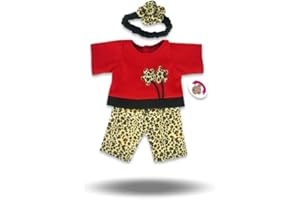 Build Your Bears Wardrobe Teddybär-Kleidung, Leoparden-Fleece-Outfit, Schuhe, passend für Build a Bear (schwarz)