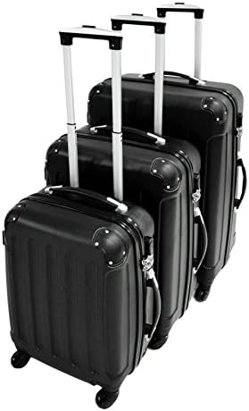 Set of Suitcases, Travel Luggages - Material: ABS plastic - Wheel type: 4 wheels 360° rotation - Protected corners, 20 24 28 inch, Black, ABS