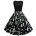 Produktbild OverDose Damen Urlaub Strand Stil Frauen Vintage Dot Bunte Druck Sleeveless Mesh Patchwork Abend Party Bar Dating Schlank Swing Kleid Rock Dirndl