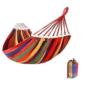 Om Anvay Portable Cotton Swing Hanging Hammock Outdoor Camping Travel-Color: red