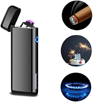 HEFUM USB electric lighter, arc lighter cigarette lighter, arc lighter, rechargeable flameless windproof double electronic lighter for kitchen, barbecue, candles and cigarettes