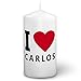 Produktbild Kerze mit Namen Carlos - Fotokerze mit Design I Love - romantische Wachskerze, Taufkerze, Hochzeitskerze, Stumpenkerze