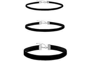 Fc'Noqgn Lot de 3 colliers ras du cou en velours pour femme avec ruban noir, collier extensible avec chaîne de tatouage pour adolescentes femmes femmes velours noir