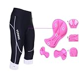 Women's Gel 3-D Padded Cycling Biking Short Cycling Cropped Pants, S,Black/White