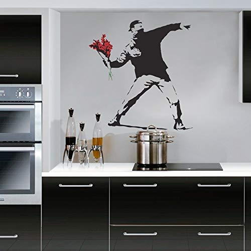 Wondrous Wall Art Banksy Flower Thrower - Adhesivo Decorativo para Pared (tamaño Mediano), diseño de terrorista Floral