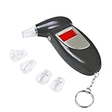 Fenrad Professional Digital Breath Alcohol Analyzer Tester LCD Display Breathalyzer with Keychain and 5 Mouthpiece (Black)