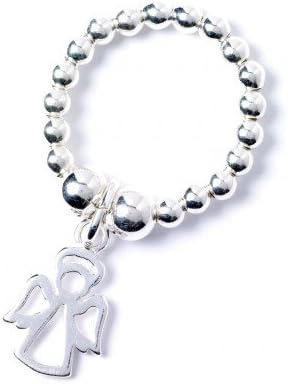 Sterling Silver 'Rice & Noodle' Ball Bead Ring with Angel Charm