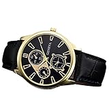 Herren Retro Geschäft Uhren Lederband Analog Legierung Quarz Uhr Gentleman Armbanduhr Groveerble