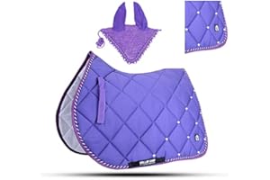 GALLOP SHOP Numnah - Sottosella per cavalli con cofano per orecchie abbinato, colore: Viola