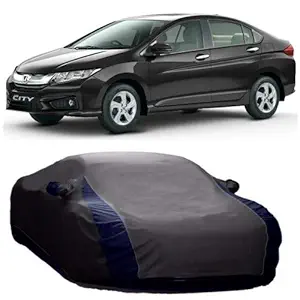 DRIZE Car Cover for Honda City i-VTEC with Triple Stitched Fully Elastic Ultra Surface Body Protection (Vshape Grey with Mirror Pockets)