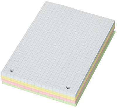 EXACOMPTA 10659E Paquet 100 fiches sous film - bristol quadrillé 5x5 perforé 105x148mm Couleurs aléatoires