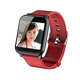 MRXUE Fitness Activity Tracker Smart Bracelet, Waterproof Heart Rate Monitor for Kids Women Women Men Bluetooth Pedometer for Android iOS Smartphone,Red