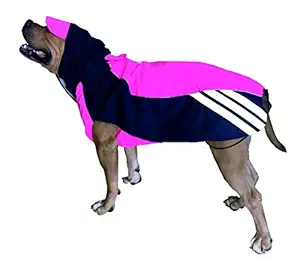 Doxters Slip on Dog Raincoat, Easy Wear Magic Cloak Size 30, for Large Dogs, Like Golden Retriever, Labrador, Doberman, Dalmatian, Husky, German Shepherd, Rottweiler, Bull Mastiff Navy Blue Pink