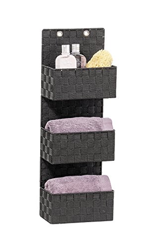 Wenko 22076100 Organizer Adria zum Hängen Badkorb, 3 Etagen, Polypropylen, schwarz, 15,5 x 25 x 72 cm - 2
