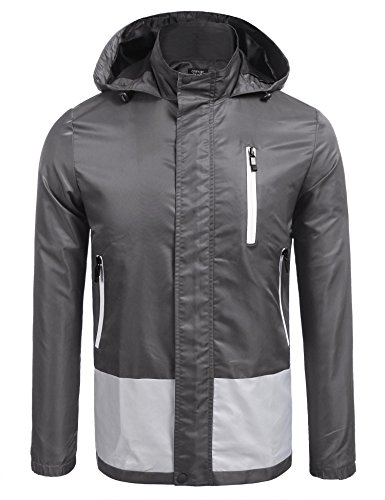 Herren Jacke bergangsjacke Regenjacke Windbreaker Funktions Outdoor Jacke Wasserabweisend Regenmantel mit Kapuze