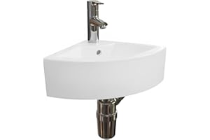 Housler® Compact Corner Wall Hung Bathroom Basin Sink No Tap. (32X32X13CM)