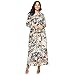 Produktbild ICNCVKX Frauen Kleiden Sich,Damen Langarm Vintage Print Lose Leinen Maxi-Kleid