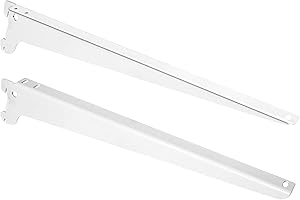 PRIOSTAHL Wspornik regałowy do szyn ściennych wsporniki regałów kątownik system regałowy uchwyt do regału — 1 para nośników (2 sztuki) 280 mm Kolor: biały do szyn półki regał ściana masywna ze stali Prio stahl
