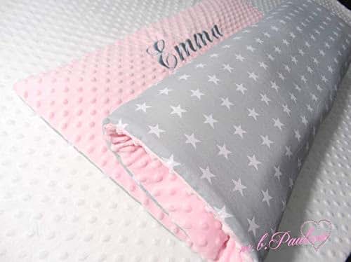 Weiße Sterne Babydecke grau Sterne Kuscheldecke Decke mit Name Sterne