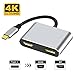 Produktbild vprix Typ C auf HDMI Adapter, 2 in 1 USB C bis Display (4 K @ 60 Hz) HDMI Ultra HD USB-c 3.1 Hub Dual Display Konverter für MacBook/MacBook Pro, Samsung Galaxy S8, LG G5, Dell XPS13, Acer