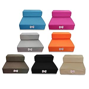 Escaleras para mascotas 2 pasos Escalera de rampa para perros Con cremallera Desmontable Lavable Pasos de rejilla Sofá Espuma Gato Perro Cubierta plegable Escalera de fácil subida Escalera (Azul 1)
