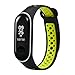 Produktbild BZLine Armband für Xiaomi Mi Band 3, Ersatz Belüften Sport Weichen Armband Wasserdichtes Mehrfarbiges Handschlaufe für Xiaomi Mi Band 3 (Schwarz + Grün)