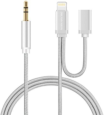 iPhone 7 Aux Cord, Dreamvasion iPhone 7 Plus Lightning to 3.5mm Audio Adapter and 8 Pin Charger Splitter with Extension Nylon Braided Trusted Car Stereo Aux Cable Supports on Latest iOS 10.3