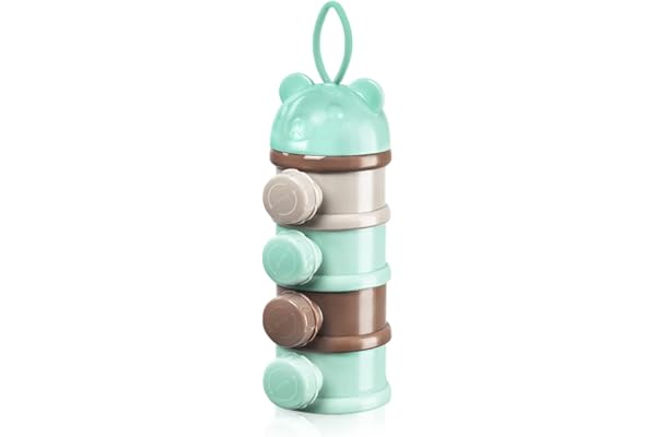 Vicloon Doseur De Lait,Distributeur De Lait En Poudre Portable Avec 4 Compartiments Et Bec Verseur Boîtes Empilables Convient Pour Les Collations,Lait En Poudre,collations
