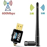 Wlan Stick USB 600Mbit/s Wifi Adapte - PiAEK Dual Band (5.8Ghz/433mbps+2.4Ghz 150mbps) Wireless USB Wifi Dongle Antenne für Windows XP/Vista/7/8/10 Linux2.6X MAC OS