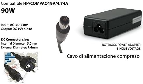 Notebook charger 90W power supply 19V 4,74A tip plug internal measurement 5.0mm External measurement 7.4mm for HP Compaq Pavilion DV2 DV3 DV3T DV3T DV4 DV4T DV4T DV5 DV5T DV5Z HP Pavilion DV6 DV7 DV7T G50 G60 G70 HDX16 HP Pavilion DV3000 DV3500 DV3700 series M37M65M38 Compatible 391172 -001 391173-001 384020-003 384020-001 384021-001 382021-002 PPP012L-S PPP012S-S PPP014L-S Compatibility: Laptop Models HP Pavilion DV2 DV3 DV3T DV3Z DV4 DV4T DV4Z DV5 DV5T DV5Z