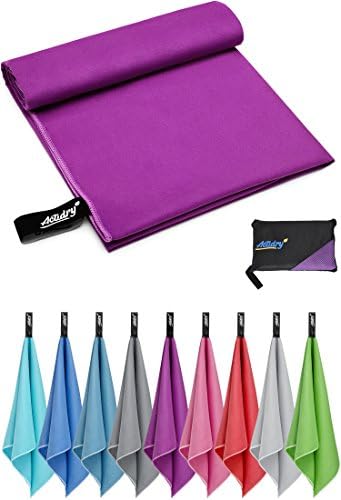 ActiDry Microfibre Towel - light and absorbent - 9 colours S M L XL sizes - great for beach, sports and outdoor activity - L (90 x 180 cm) 1 piece - purple