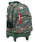 Mochila con carrito fijo diseñado para facilitar la vida del usuario. Cuenta con grandes rodamientos todoterreno y un sistema antivuelco. Mochila escolar con cremallera especial más gruesa y un organizador interno.