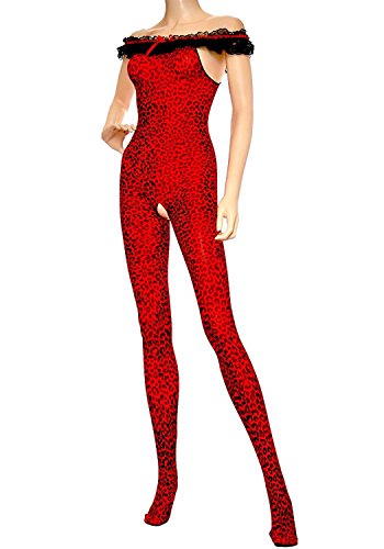 Preisvergleich Produktbild Music Legs Leopardenmuster Catsuit - rot