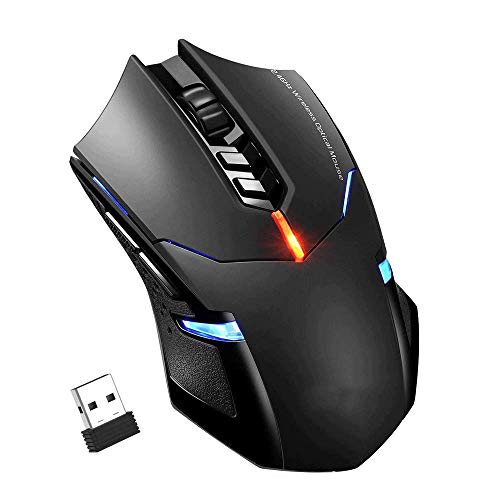 Preisvergleich Produktbild YZPSB Stummschaltung der kabellosen Gaming Mouse 2 Programmierbare Seitentaste PC Gaming Mouse Erweiterter optischer Sensor mit 2400 DPI Ergonomischer Griff (Farbe : SCHWARZ)