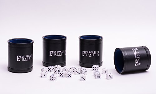 Easy Roller Dice Co. 4 Pack Of Leatherette Dice Cups - 5 Six-Sided Dice Included with Each Cup