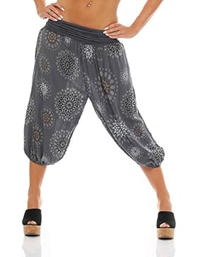 ZARMEXX Damen 3/4 Pumphose Capri Pluderhose im Harem-Stil kurze Sommerhose Yoga Aladinhose knielang