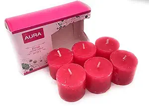 AuraDecor Rose Fragrance Votive Candles, Burning Time Approx 5 Hours Each - Set of 6