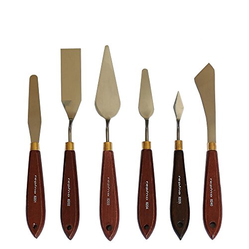 Malmesser Set Malspachtel Metall Künstlerspachtel für Acryl Öl, 6 Stück