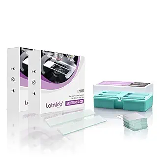 Labvida Pre-Cleaned Microscope Slide and Cover Slips Set, 144pcs of Dim.75x25x1mm Plain Slides, Super Grade Glass, 90 degreeCorners, 200pcs of 22x22mm Cover Slips, 1# 0.13-0.16mm Thick, LVQ090